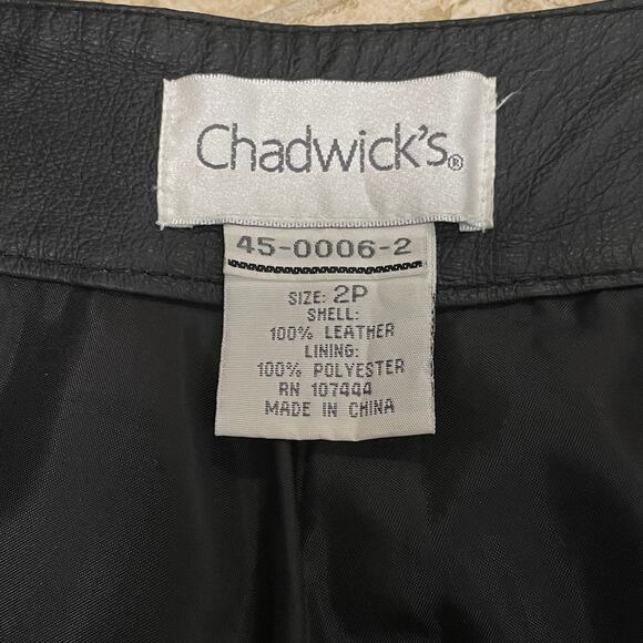 Vintage Chadwick’s Leather Pants 2P | Black Real Leather, Straight Leg, Y2K NWOT - Picture 4 of 4